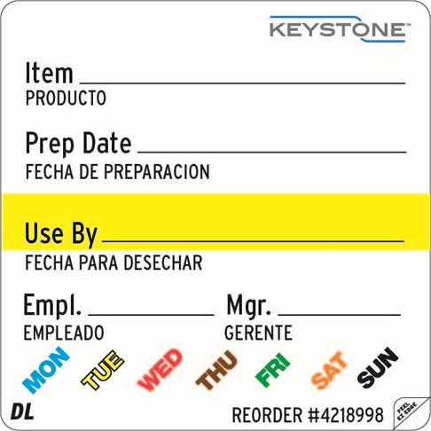 2 x 2 Plastic Removable Keystone Universal Label ES