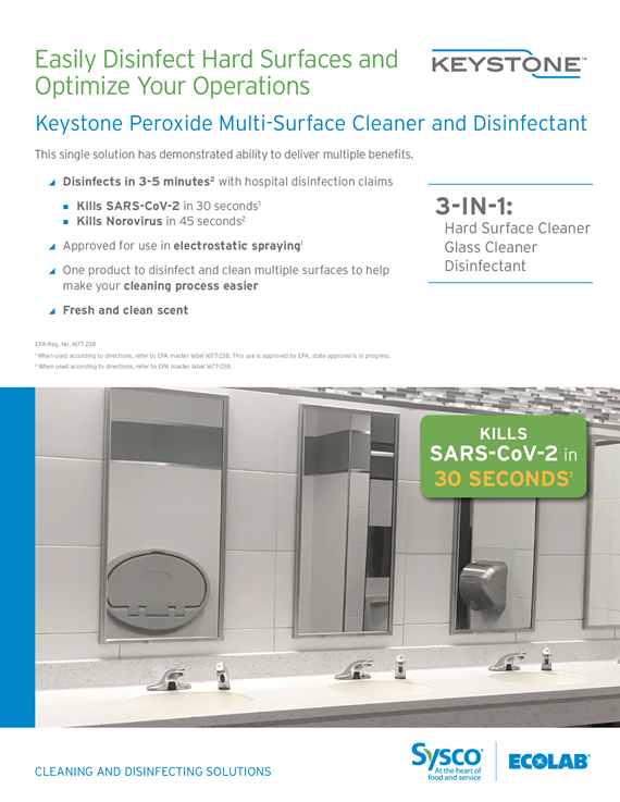 Keystone Peroxide Multi-Surface Cleaner and Disinfectant Sell Sheet