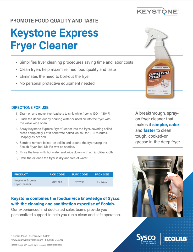 Keystone Express Fryer Cleaner Sell Sheet