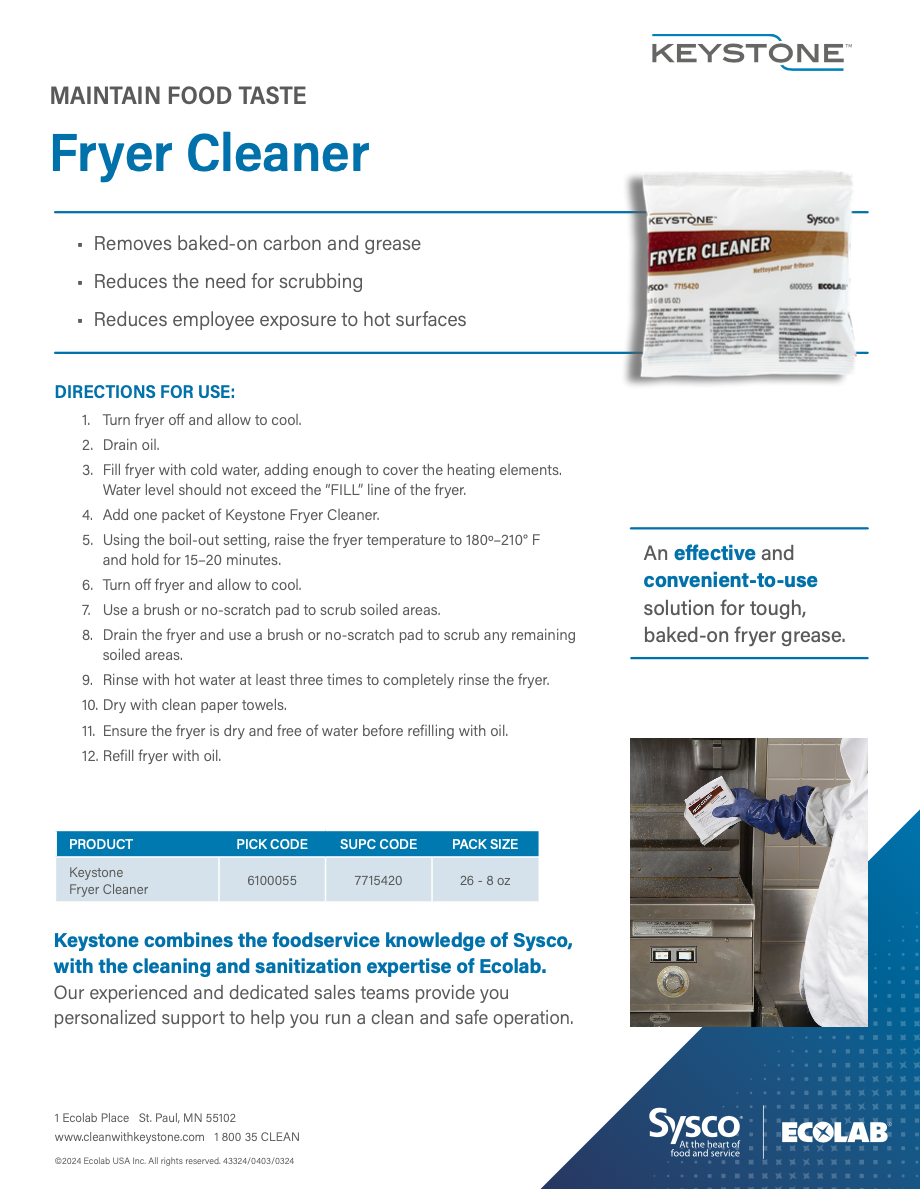 Keystone Fryer Cleaner Sell Sheet