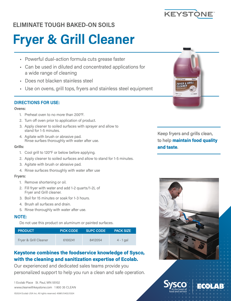 Keystone Fryer & Grill Cleaner Sell Sheet